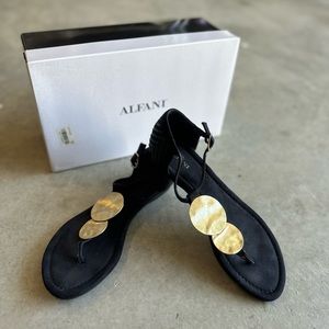 ALFANI Sandals with gold coin design